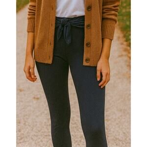 NWT Susana Monaco Travel Preppy Tie Waist Legging Pants S Navy Blue Athleisure